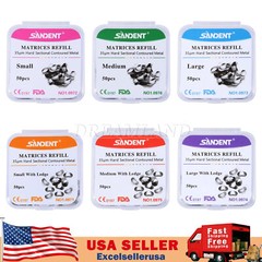 50Pcs Dental Matrices Bands Sectional Contoured Metal Matrix bands S/M/L