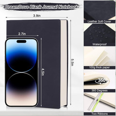 Thick Blank Journal Notebook 400 Pages 3.9 × 5.5 No Lines Soft Leather Pocket