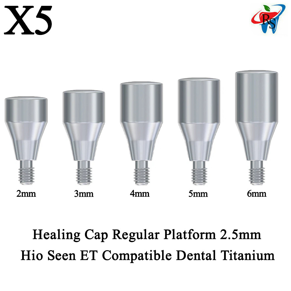 5pcs Healing Cap Regular Platform 2.5mm Hio Seen ET Compatible Dental Titanium