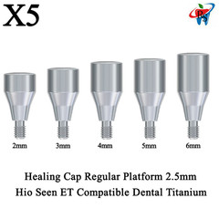 5pcs Healing Cap Regular Platform 2.5mm Hio Seen ET Compatible Dental Titanium