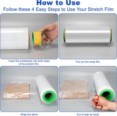 2 Rolls Clear Stretch Wrap 12″ X 1000 FT X 80 Gauge, Industrial Heavy Duty Stret