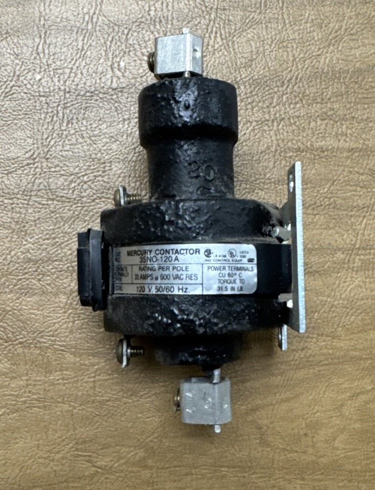 Mercury Contactor Cat# 35NO-120A 35 Amps @ 600 VAC 120V 50/60 Hz (Used)