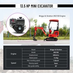 HUAYEE Mini Excavator 1.4Ton Digger 13.5HP Gas Engine EPA Hydraulic Thumb Clip