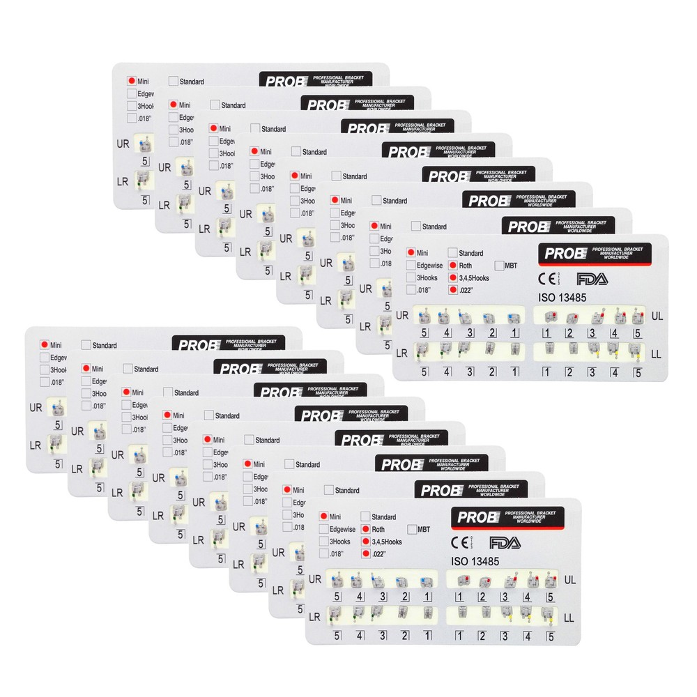 PROB Dental Orthodontic Brackets Brace Mini Roth MBT Standard 022/018 Hooks