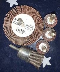 5 Pcs Weiler 1” Flap Disc 3” And 3/4” Wire Knot Brush for Die Grinders & Drills
