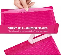 50Pcs Bubble Mailers 4×8 Inches Self Seal Hot Pink Poly Padded Envelopes