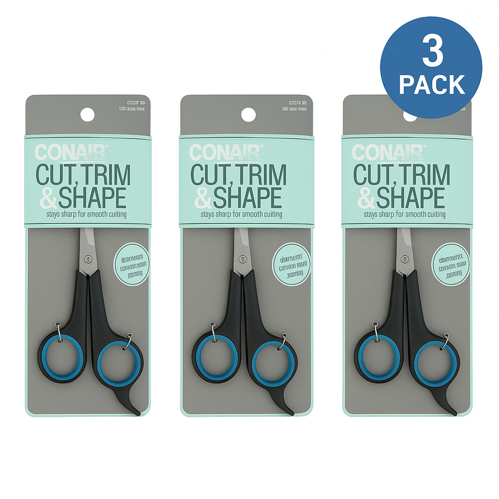Conair Cut Trim & Shape Barber Shears 5.5in 3 Pack Diamond Blades New