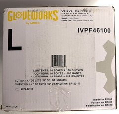 [NEW] (IVPF46100)AMMEX Gloveworks Vinyl Disposable Gloves, Powder-Free Large (L)