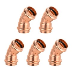 5 PCS EFIELD 1″ X 1″ Press Fit 45 Degree Elbow Copper Fittings, No Lead