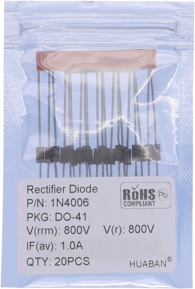 20PCS 1N4006 1A 800V Rectifier Diode, Axial DO-41 (DO-204AL), 1 Amp 600 Volt