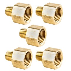 1/2″ FNPT to 1/4″ MNPT Pipe Adapters Solid Brass Pressure Gauge Extenders 5 Pack