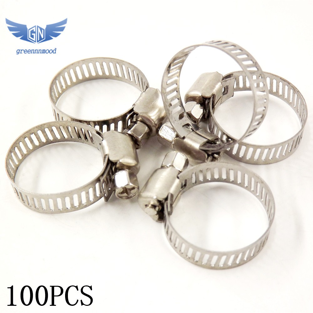 100 Pack 1/2″-3/4″ Stainless Steel Drive Hose Clamps Fuel Line Clip