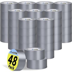48 Pack Silver Duct Tape Heavy Duty Bulk, 2 inch X 1440 Yards, Strong No Residue