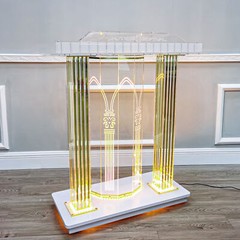 Acrylic Lighted LED Podium Lectern Church Pulpit Hostess Desk Casters 40″ Wide