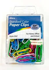 Allary Color Paper Clips Standard 100 Count 28mm Metal Office Supplies #767