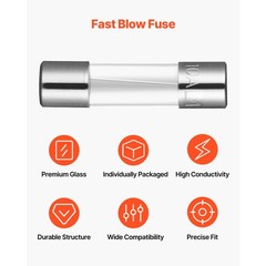 120 Pcs Fast-Blow Glass Fuses Assortment Kit 125V 5 x 20 mm & 3.6 x 10 mm