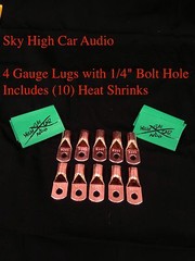 (10) 4 Gauge Copper Ring Terminals 1/4″ GREEN Heat Shrink Tubing LUGS