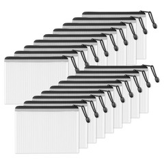 Black 18 Packs 6.8×9.2 Inch Extra Large WaterResistant Plastic Mesh Zip Pouch