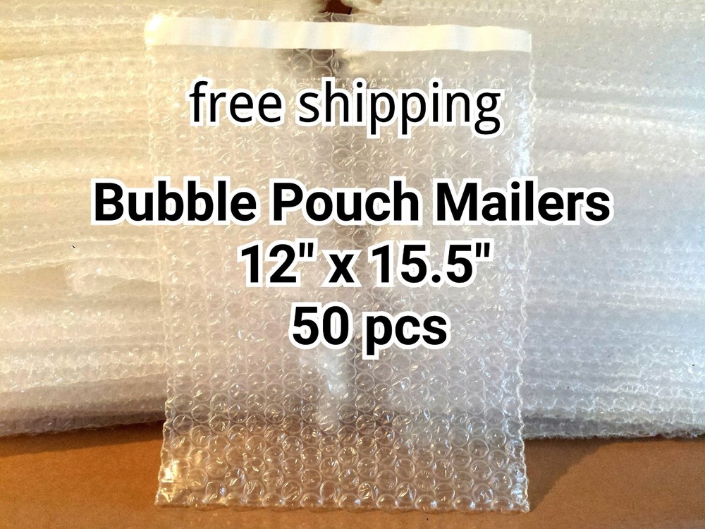 Lots of 50 12″ x 15.5″ BUBBLE OUT BAGS POUCHES SELF SEAL MAILERS BAGS CLEAR