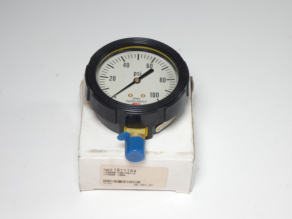Span Instruments 1511154 LFS220-100-PSI-G 2-1/2″ Pressure Gauge 0-100PSI Bott…