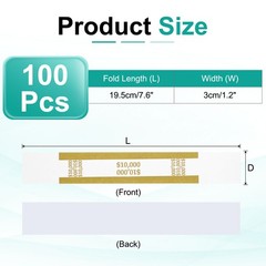 100Pcs Money Band 10000 Dollar Money Bill Wrapper Self-Adhesive Dark Yellow