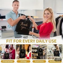 Black Gold Thank You Bags Business Retail Party Plastic Shopping 8”x12”in 100PCS