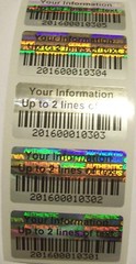100 BCc Custom Print BARCODE Security Hologram Tamper Evident Label Stickers