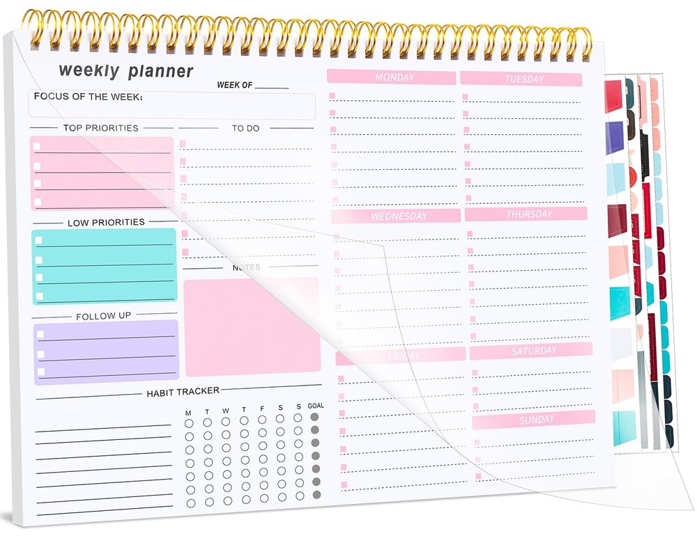 Thboxes Weekly Desk Planner, 8.5×11 In To Do List inches, Pink