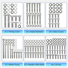 Stainless Steel Hex Bolt Kit for Ford 260 289 302 Engines – 228 Pcs Nuts & Bolts