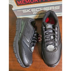 Skechers Work Nampa Wyola Shoes Women 7.5 Black Slip Resistant EH Memory Foam