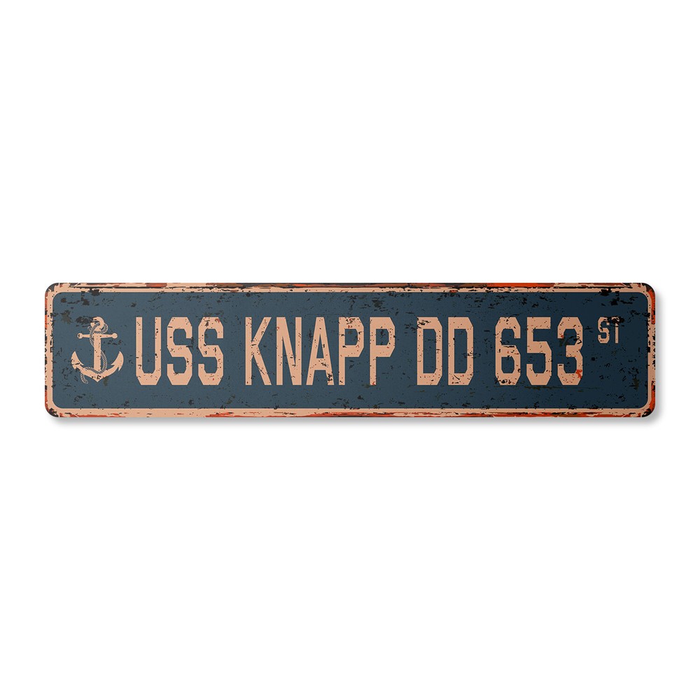 USS KNAPP DD 653 Vintage Street Sign us navy ship veteran sailor rustic gift