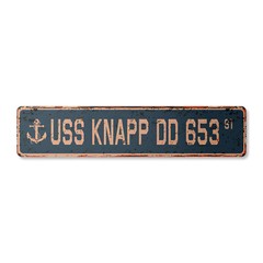 USS KNAPP DD 653 Vintage Street Sign us navy ship veteran sailor rustic gift