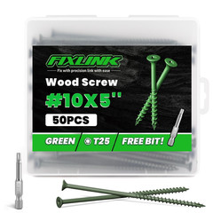 Wood Screws 5 Inch, Deck Screws #10 X 5, 50 PCS, Epoxy Coated, T25 Star Bit abo