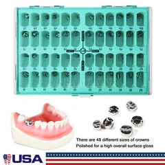 48 ASSORTED PRIMARY MOLAR STAINLESS STEEL CROWNS – COMPLETE KIT
