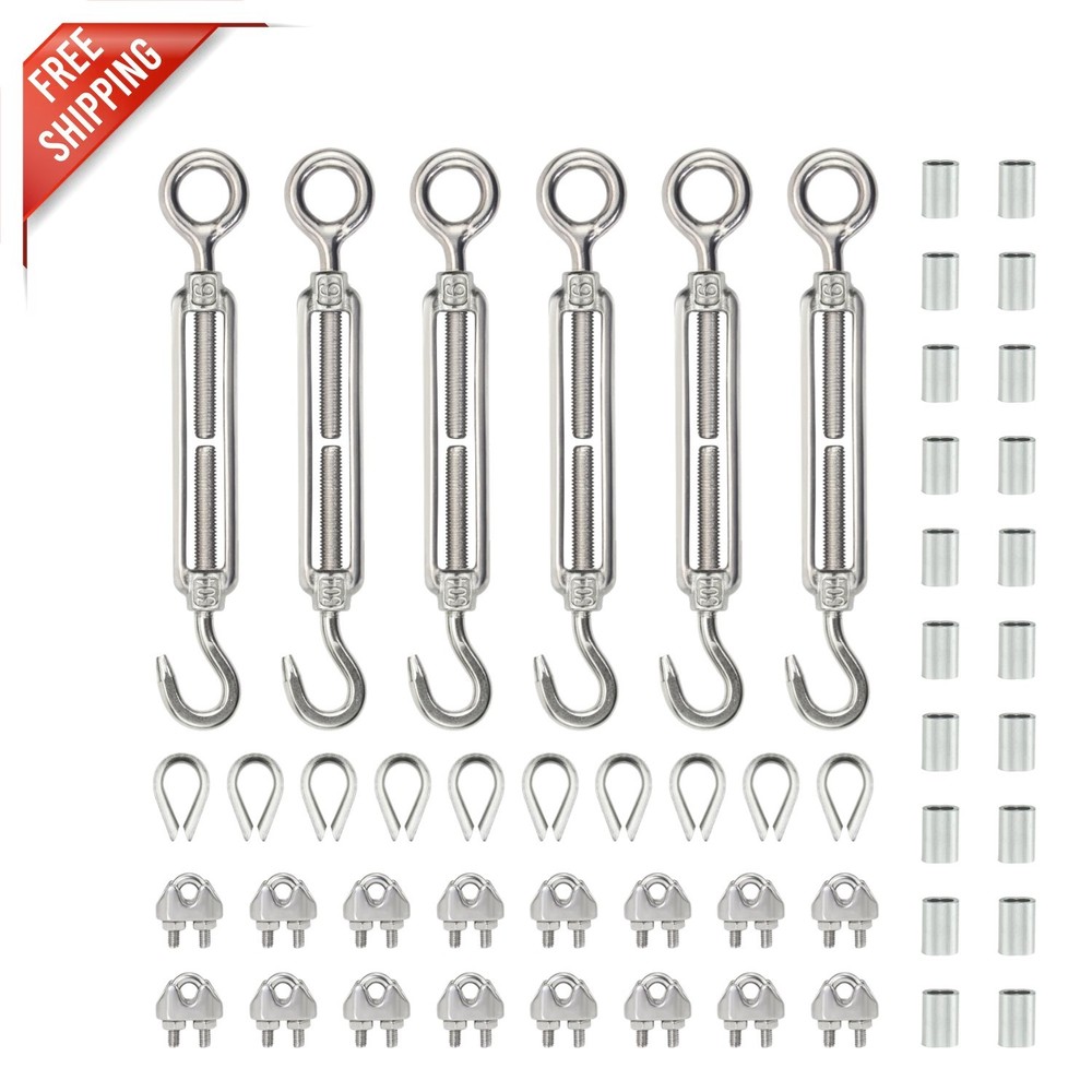 1/8 Inch Stainless Steel Wire Rope Kit – 6 M6 Ropes & Clips Included
