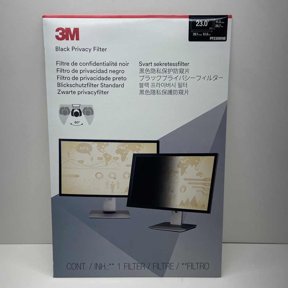 3M Frameless Blackout Privacy Filter for 23 in. Monitor PF230W9B 16:9 Ratio New