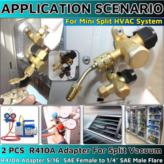 R410A Adapter Mini Split Adapter 5/16 to 1/4 HVAC for Air Conditioner & Hose Co