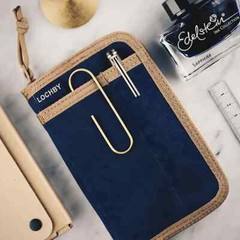 LOCHBY Pocket Journal Navy/Cream Notebook Cover | Water Resistant Waxed Canvas