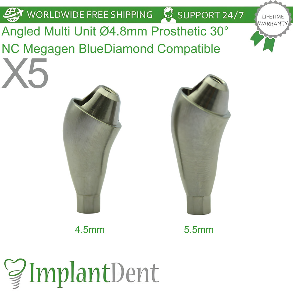 X5 Angled Multi Unit Ø4.8mm Prosthetic 30° NC Megagen BlueDiamond Compatible