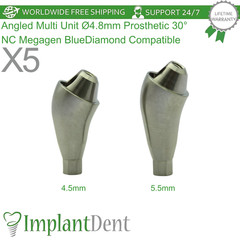 X5 Angled Multi Unit Ø4.8mm Prosthetic 30° NC Megagen BlueDiamond Compatible