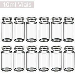 100pcs Lab 10ml Clear Vials+Caps 20mm Glass Bottles HPLC Beveled Edge Crimp Top