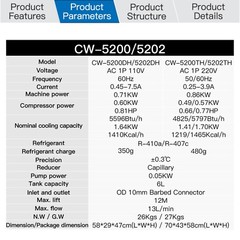 S&A CW5200 CW5202 CO2 Industrial Water Chiller for CO2 Laser Cutting Machine