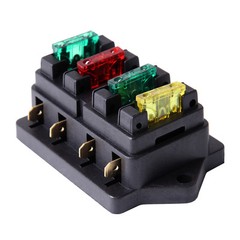 4 Way Fuse Blade Holder Box Block Black Car Vehicle Automotive Circuit w/ Fuse