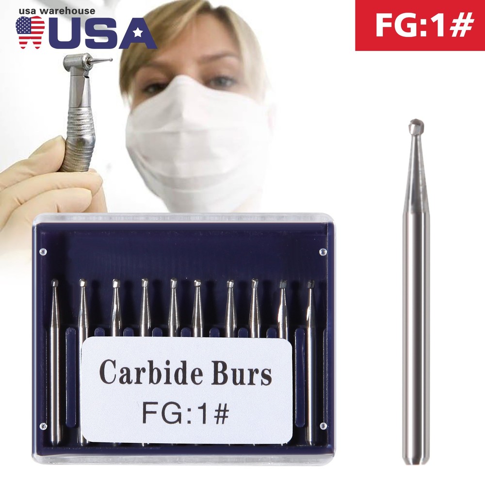 Dental Carbide Burs FG 1.6mm Friction Grip fit High Speed handpiece