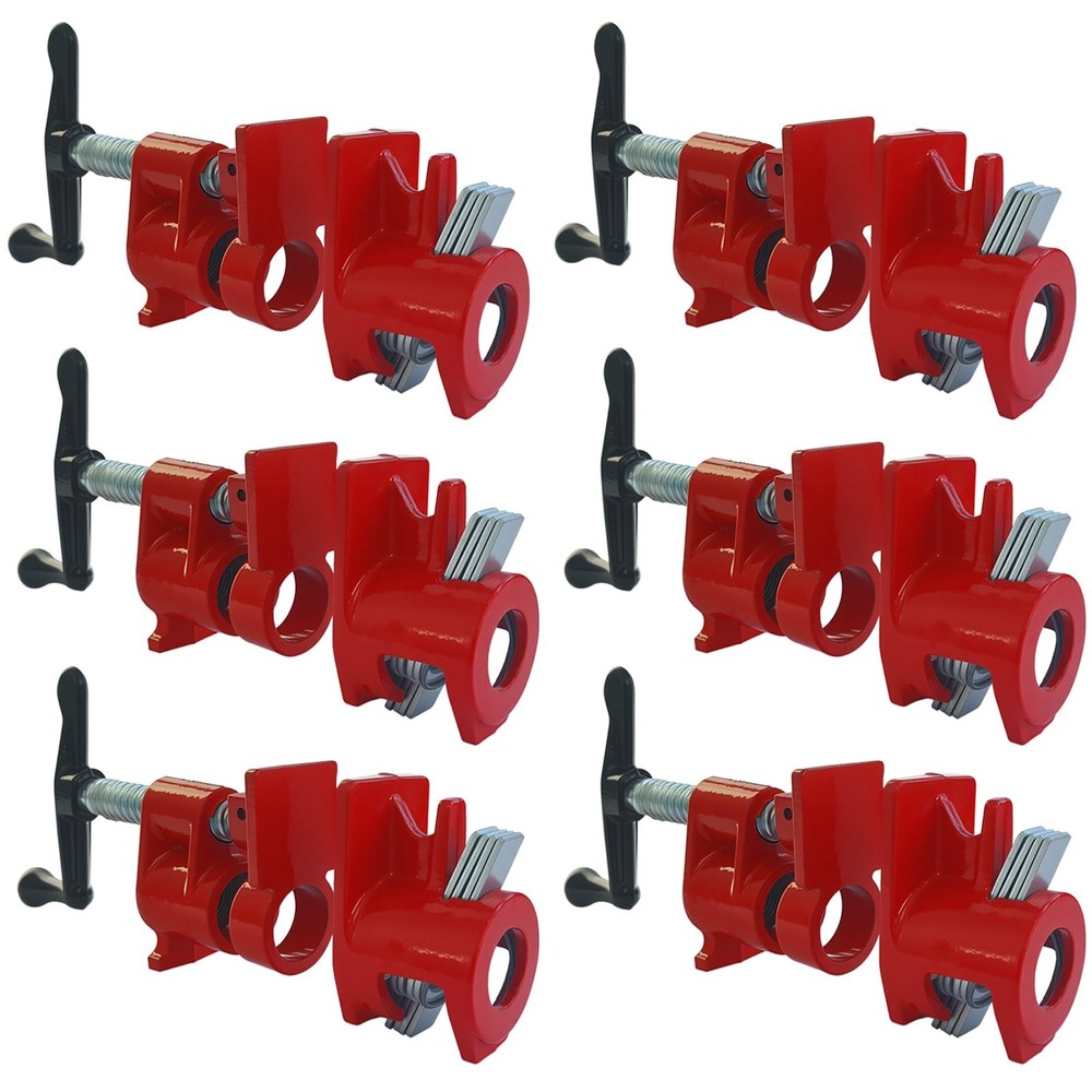 Atpeam 3/4 Wood Gluing Pipe Clamp Set 6 Pack Heavy Duty Cast Iron Quick Release