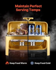 Roll Top Chafing Dish Buffet Complete Set, 9Qt Stainless Steel Chafer with Full