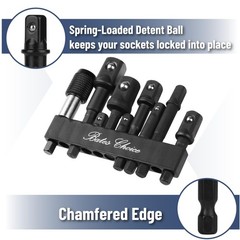 9Pc Impact Socket Adapter Set Hex Shank Magnetic Bit Holder 1/4 3/8 1/2 Inch