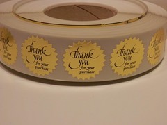 Thank You For Your Purchase Label Sticker 1.5″ Starburst bright gold 250/rl
