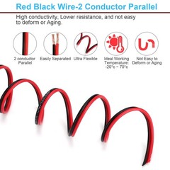 100FT 14/2 Gauge Red Black Electrical Wire, 14AWG 2 Conductor Zip Cable