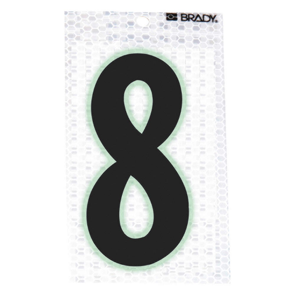 BRADY 3000-8 Ultra Reflective Numbers,8,PK10 14R108